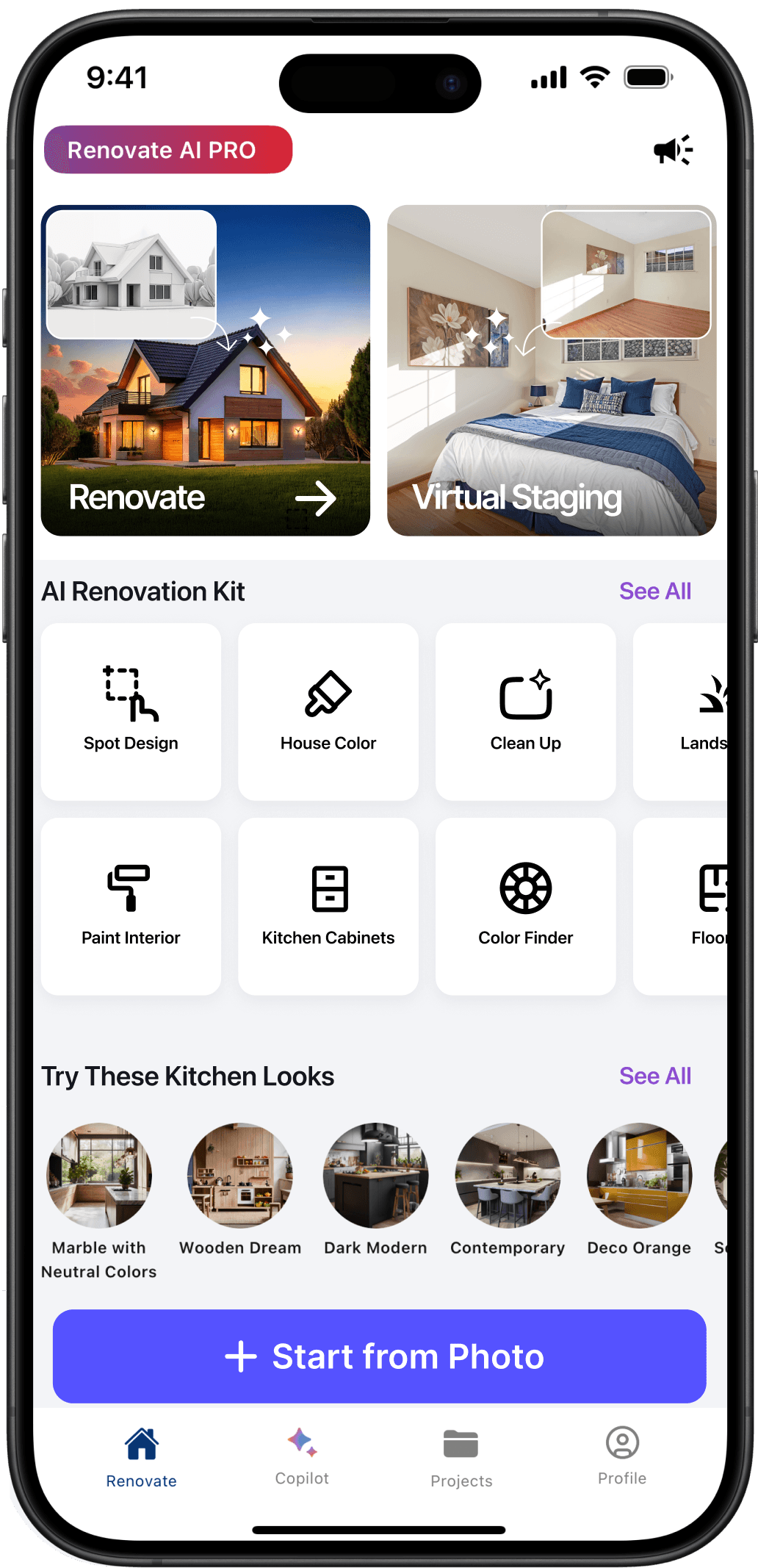 Renovate AI app screen