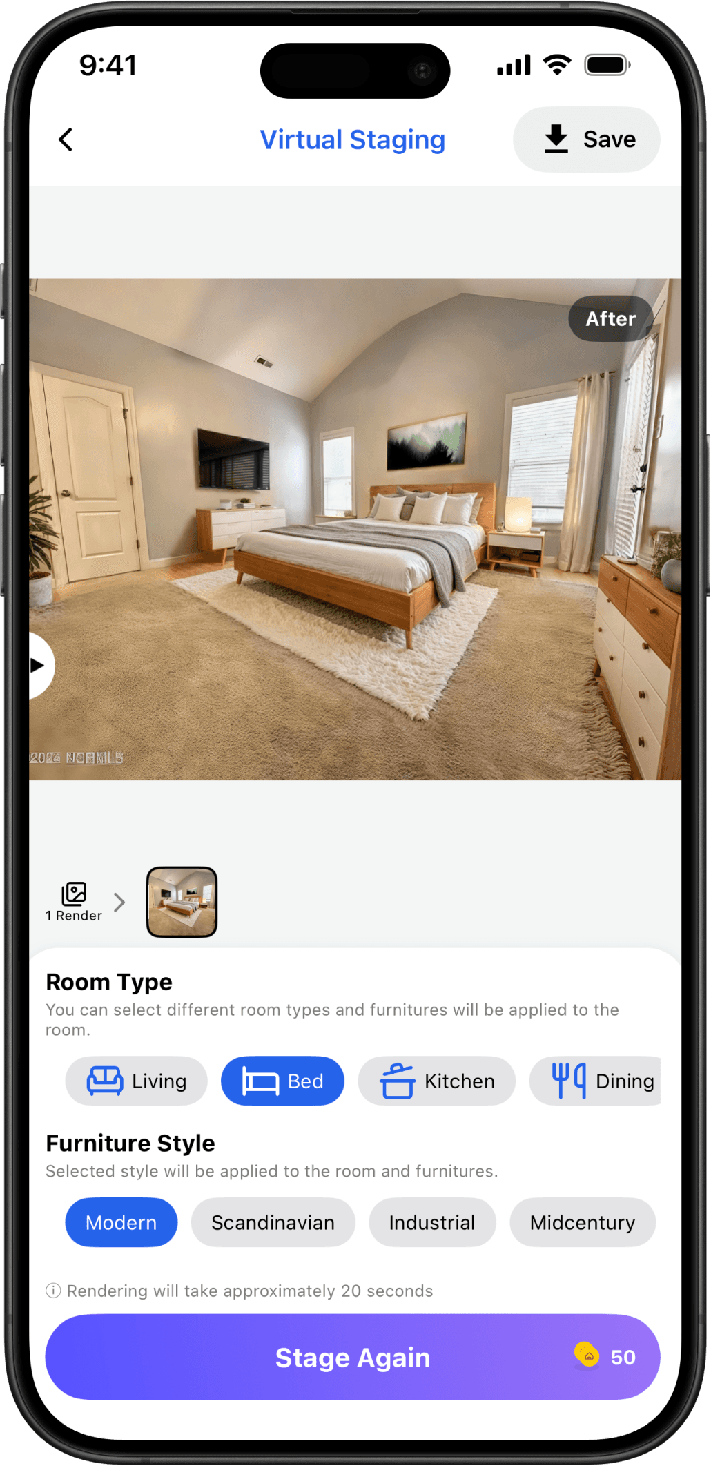 Renovate AI app screen