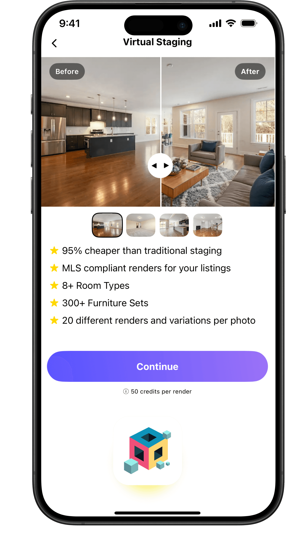 Renovate AI app screen